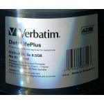 VERBATIM DVD +r 8.5GB DUAL LAYER 8x WHITE FULL THERMAL PRINTABLE. code: 43754