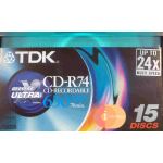 TDK 74M 15X ULTRA REFLEX DISC WITH 15 CDS IN STORAGE RACK INCL. SLEEVES COMPUTER CD/DVD SUPPLIES
